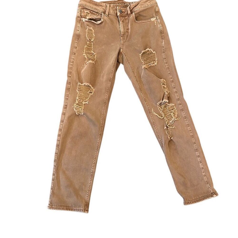 American Eagle Rust Orange Distressed Super stretch Jeans 2